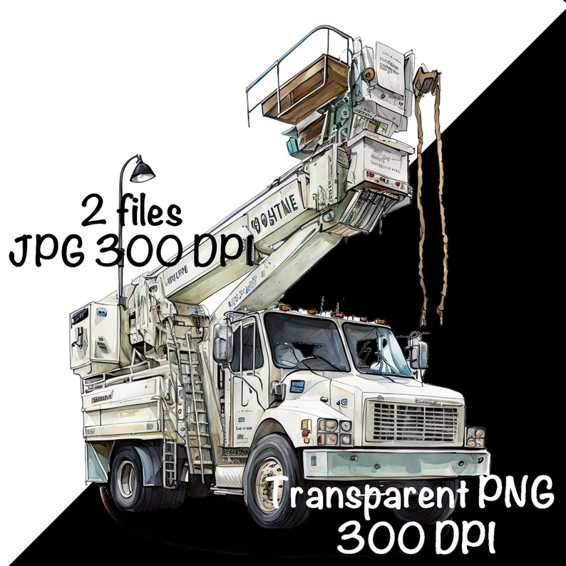 Bucket Truck Watercolor Lineman Truck Boys Clipart Nursery Etsy