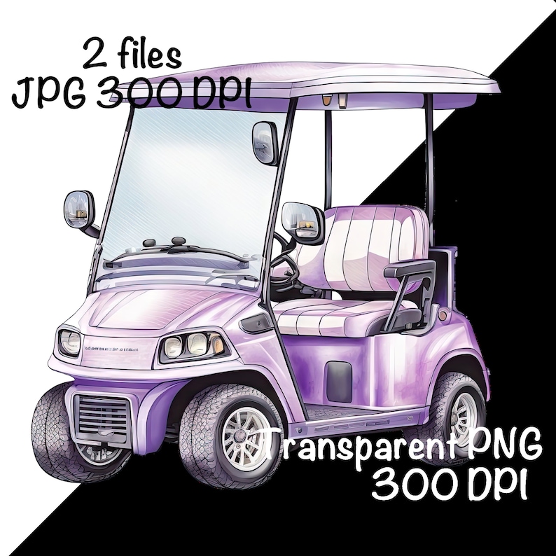 Golf Cart Watercolor Lilac Golf Cart Sports Girl Clipart - Etsy