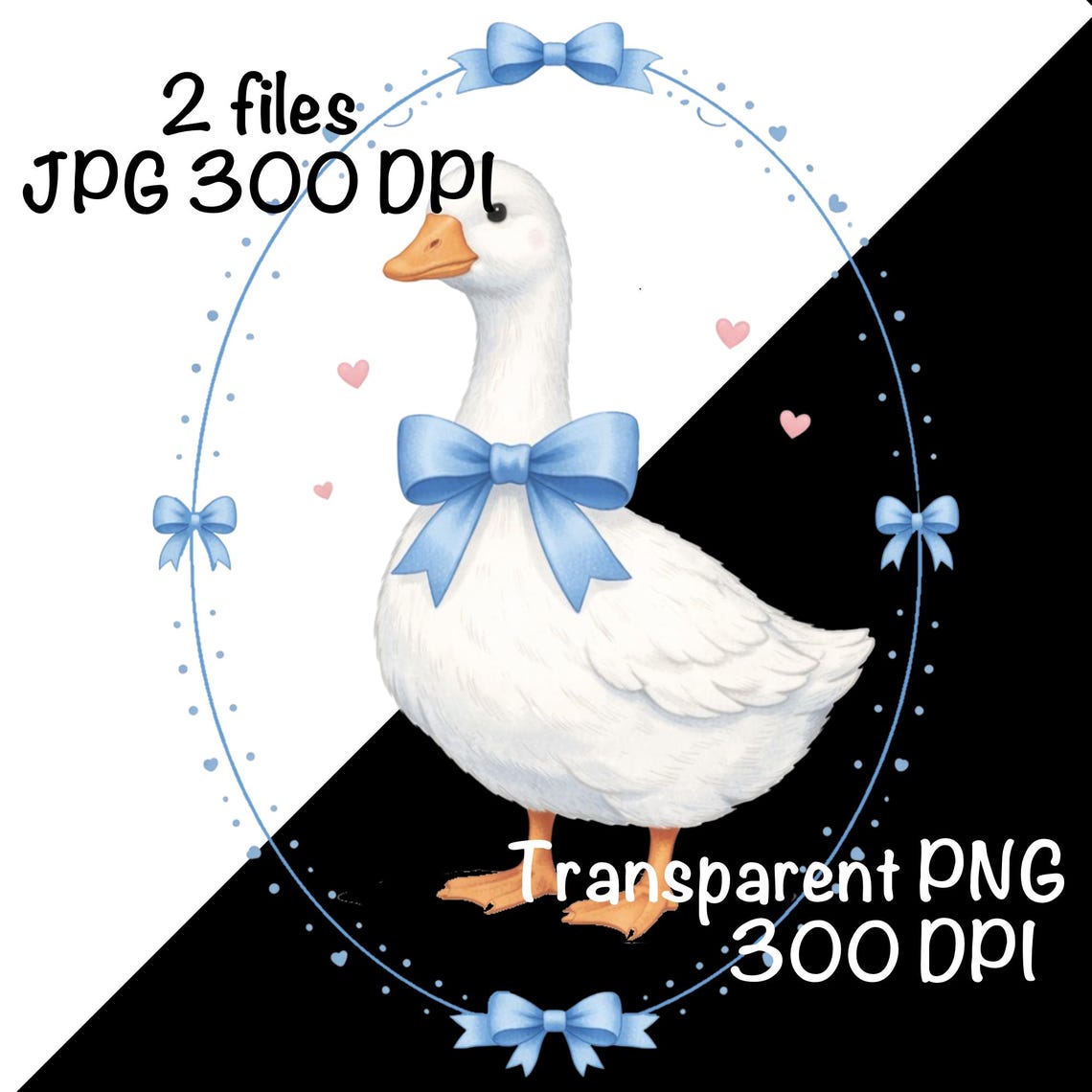 Vintage Blue Ribbon Goose PNG, Retro Geese Sublimation, Cute 1980s ...