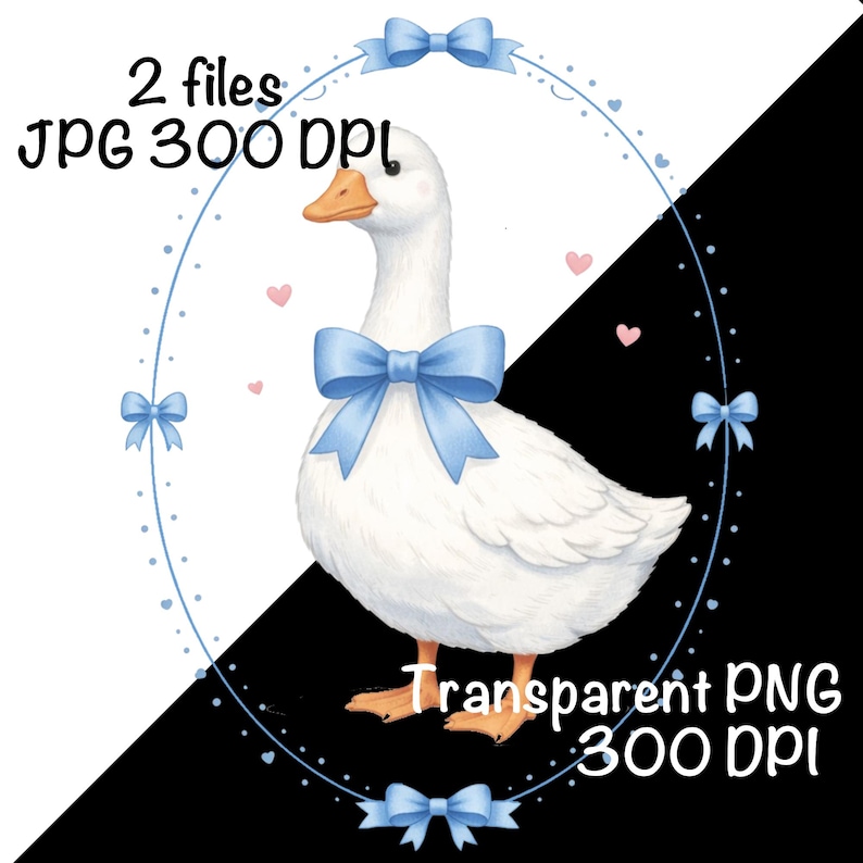 Vintage Blue Ribbon Goose PNG, Retro Geese Sublimation, Cute 1980s Cottegecore Aesthetic Clipart Goose Coquette Bow png (Digital Download)