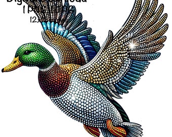Mallard Duck PNG | Rhinestone Wild Duck Sublimation PNG | Mallard Duck Bling PNG | Flying Duck Design Duck Hunting Season Hunter Sublimation