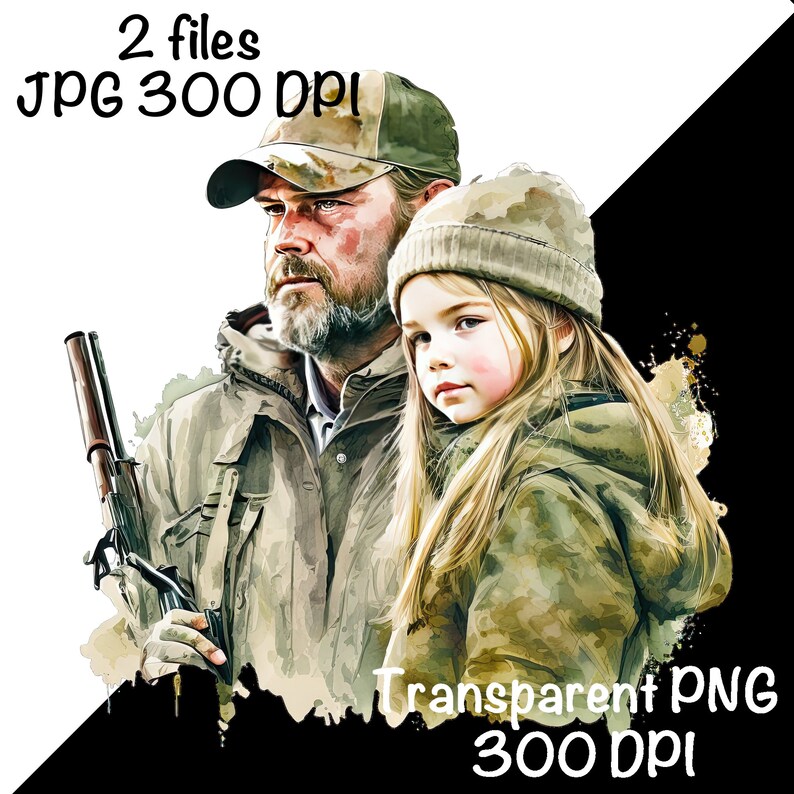Hunting Father & Daughter Watercolor Duck Hunting Family - Etsy