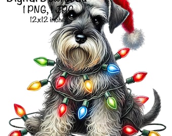 Julschnauzer PNG | Jultomtenschnauzerhund sublimering | Söt rolig julhund PNG jultomtenhund | Jultröjor presenter