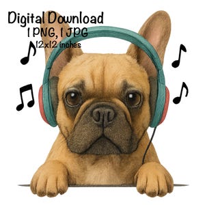 French Bulldog Dog PNG, Summer Sublimation Bulldog, Frenchie Dog png Dog Music & Headphones Funny PNG Fun Beach Sublimation Digital Download