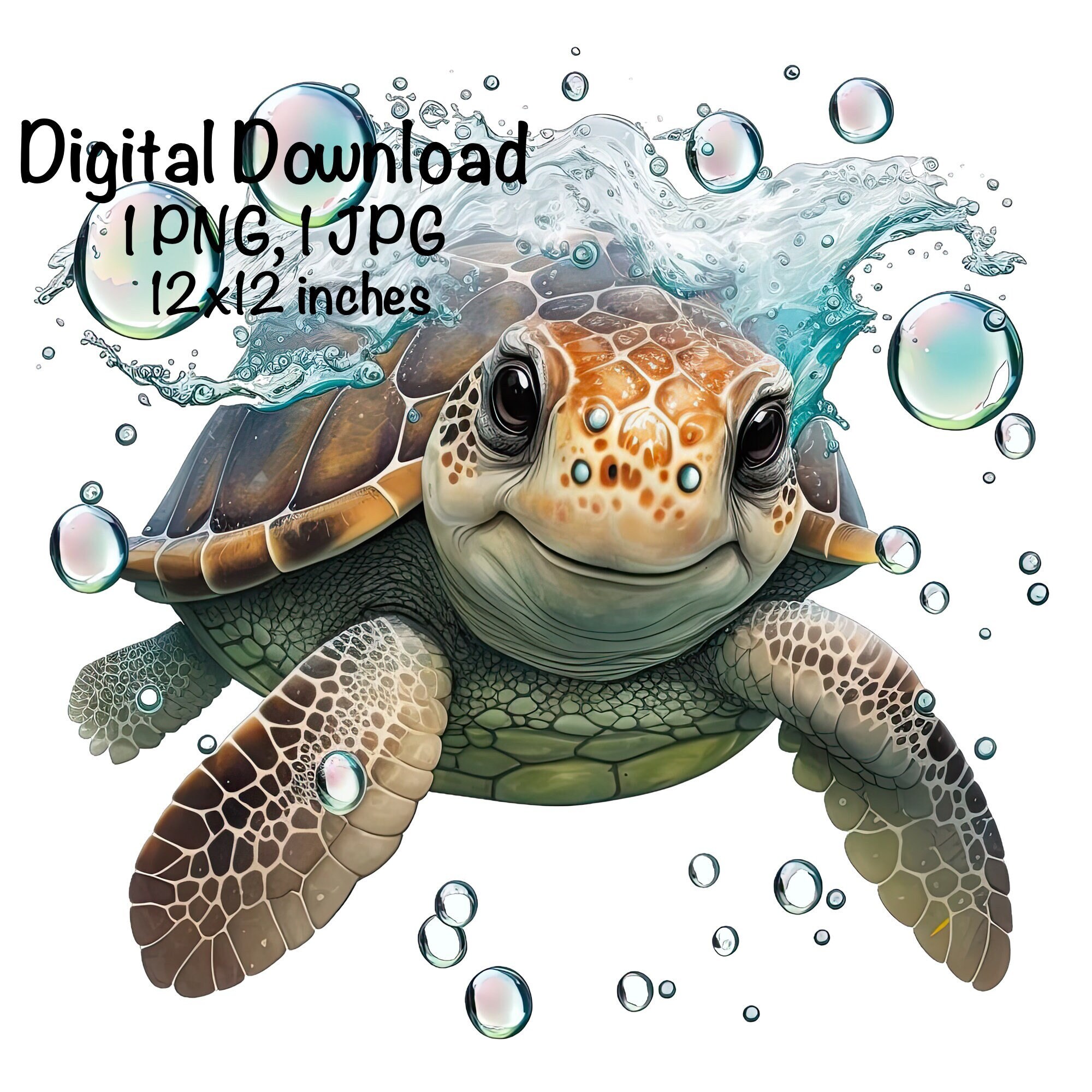 Sea Turtle, Cute Sea Turtle clipart, Ocean Animals Sea Turtle PNG, Sea  Turtle Water Bubbles Sublimation Turtle Wall Art Printable Sea Turtle, image size:2000x2000
