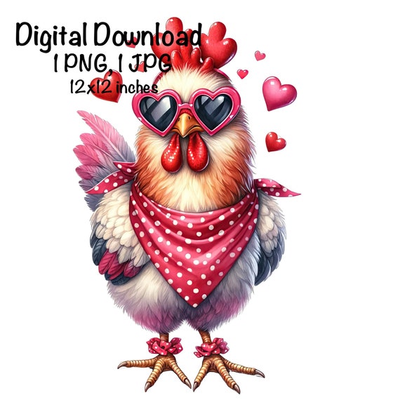 Valentine's Day Farm Chicken Valentine Farm Hen Boy Girls Clipart