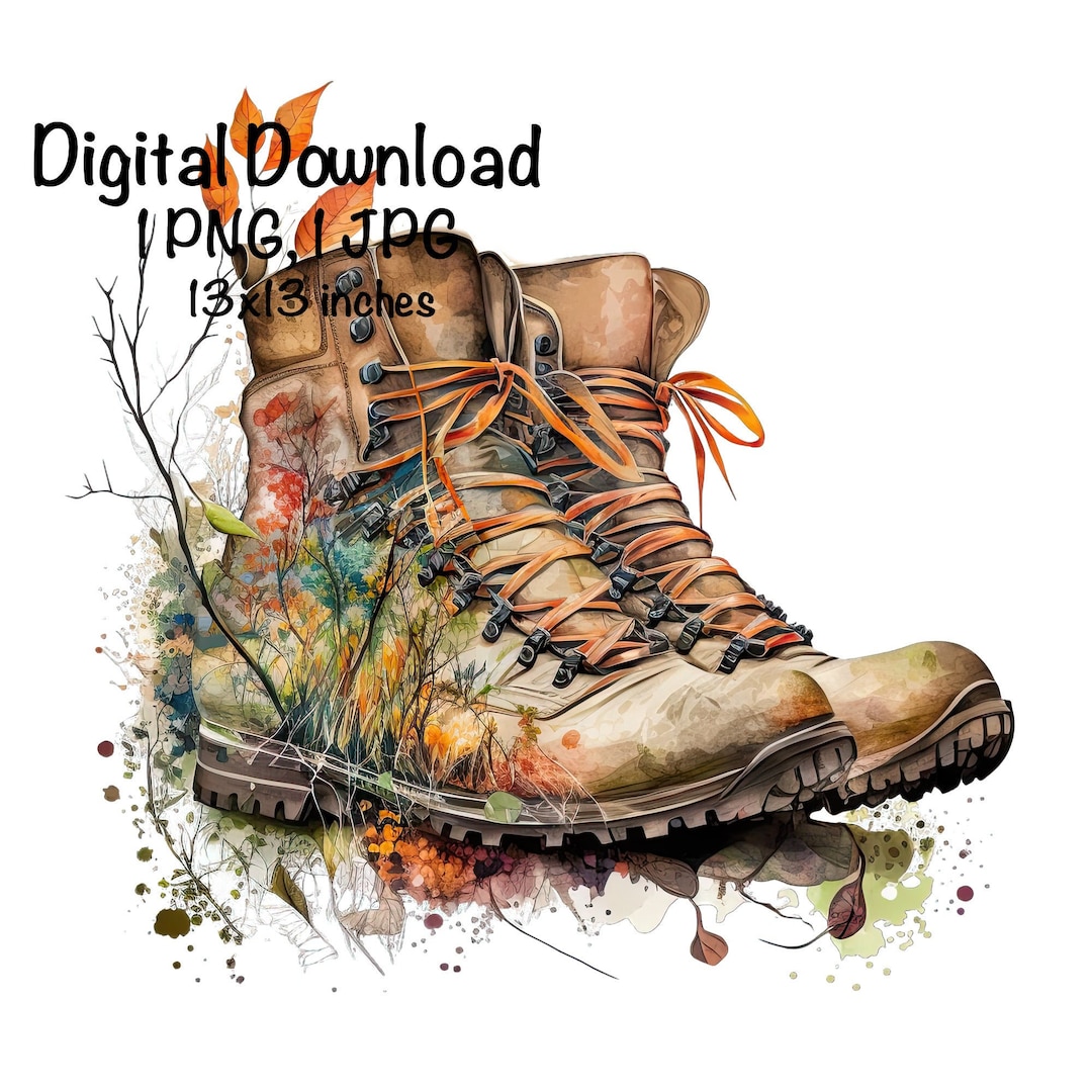 Hiking Boots Watercolor Hike Hiking Nature Clipart PNG Commercial Use