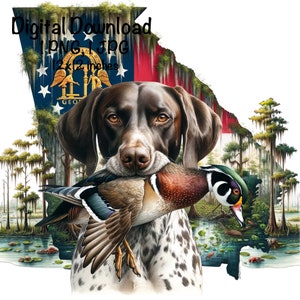 Georgia Duck Jagdhund png GSP Hund GA Map Jagd Sublimation Holz Entenzeiger Hund Sublimation Kommerziell US Duck Hunter png