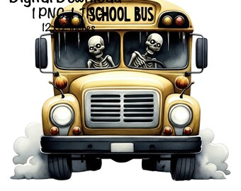 Halloween School Bus PNG Spooky School Bus Driver Vehicle Bus Clipart Halloween School Bus PNG School Bus png Sublimation Zombie Bus png