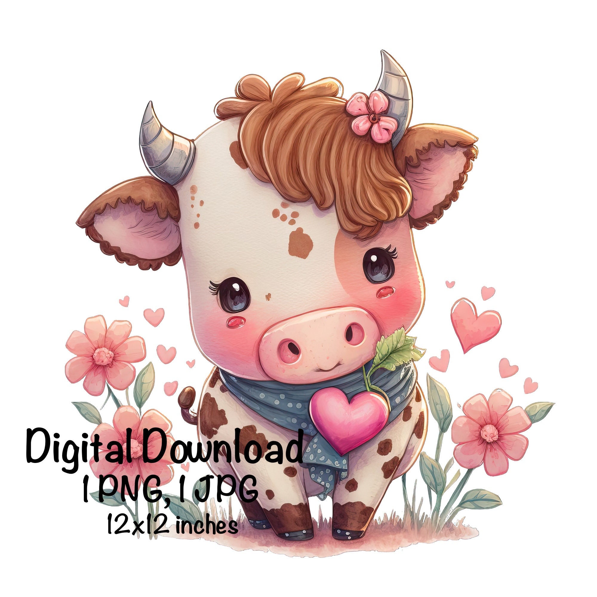 Download Adorable Kawaii Cute Cow Illustration Wallpaper