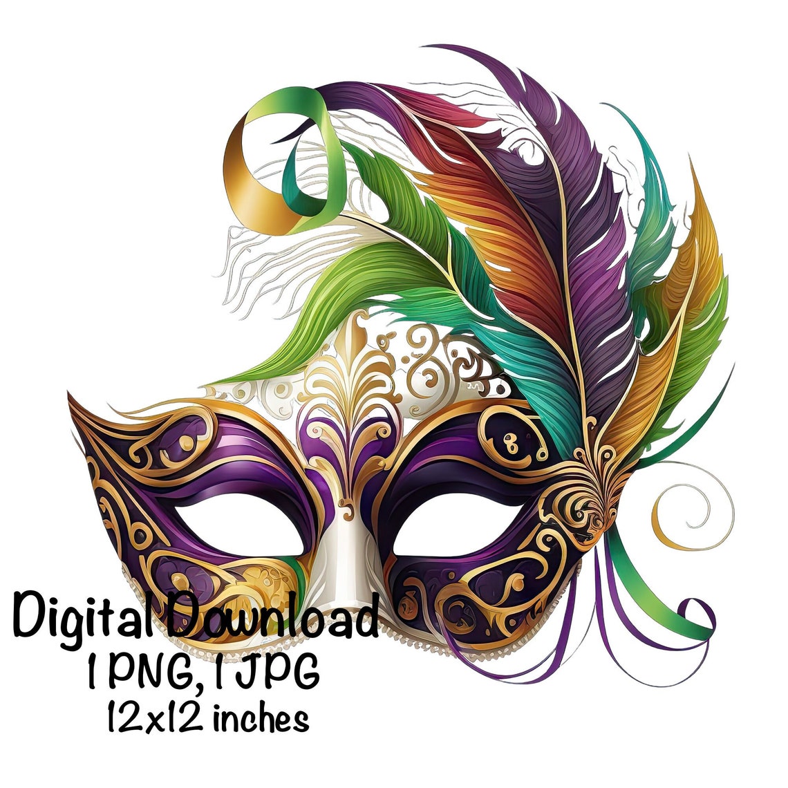 Mardi Gras Costume Masks Watercolor Clipart New Orleans PNG Etsy
