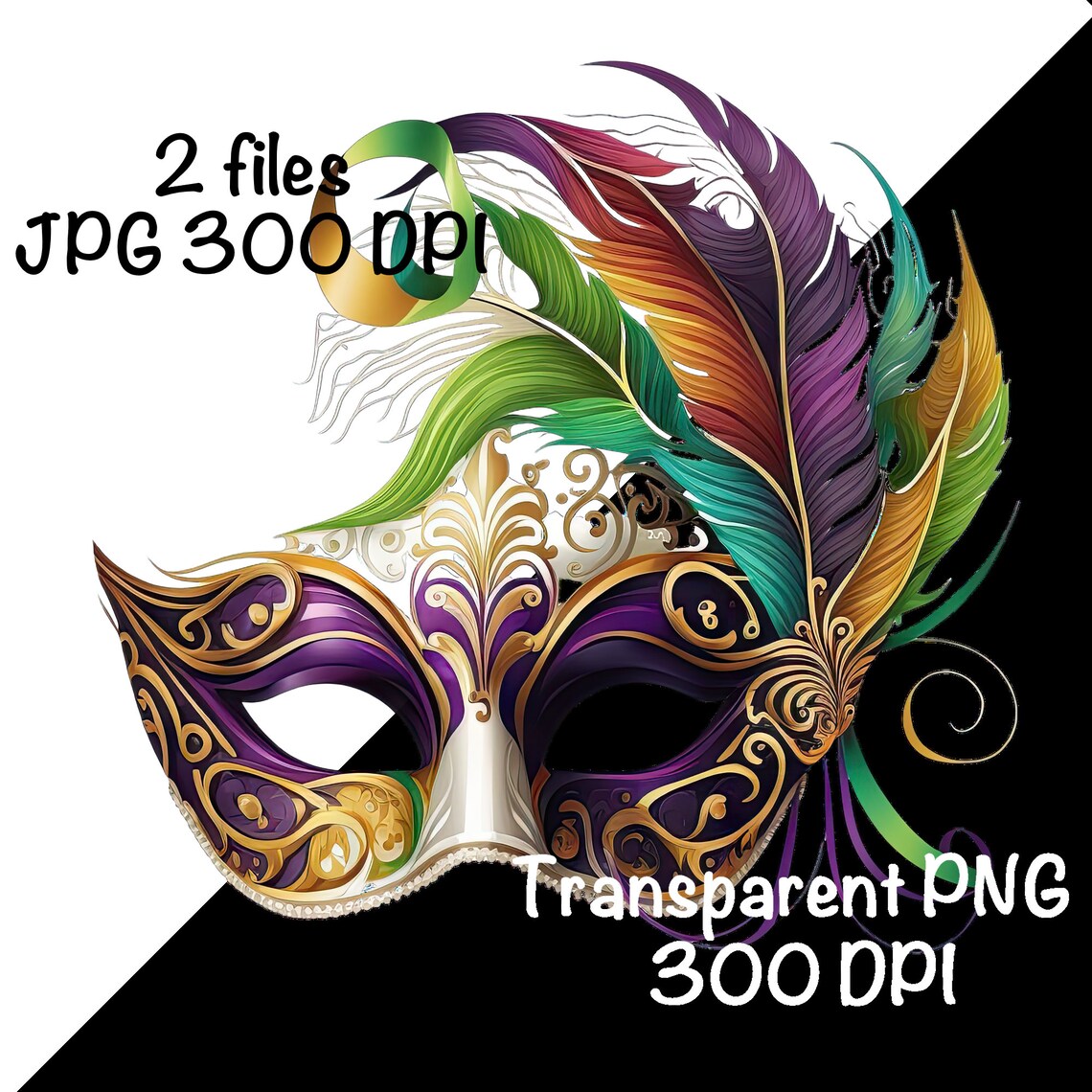 Mardi Gras Costume Masks Watercolor Clipart New Orleans PNG Etsy