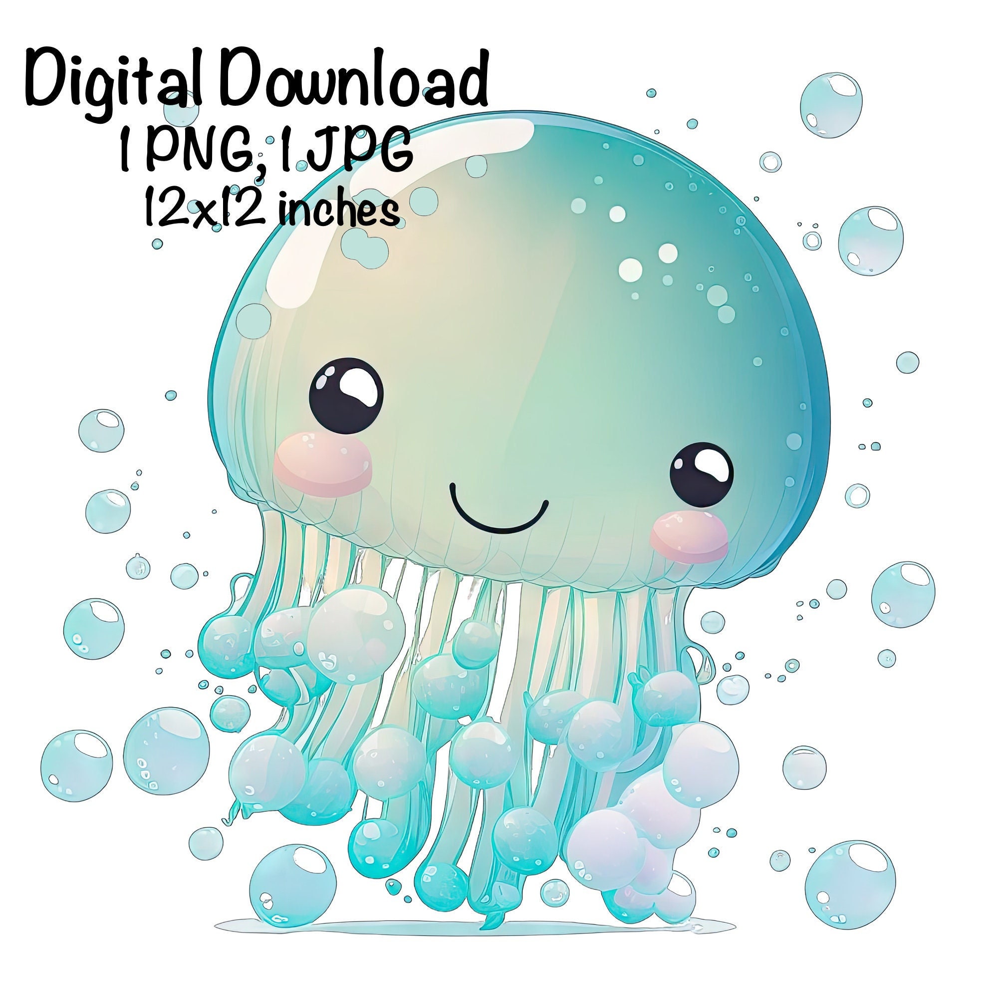 Cute Jellyfish PNG Clipart Ocean Animals Jellyfish PNG - Etsy UK