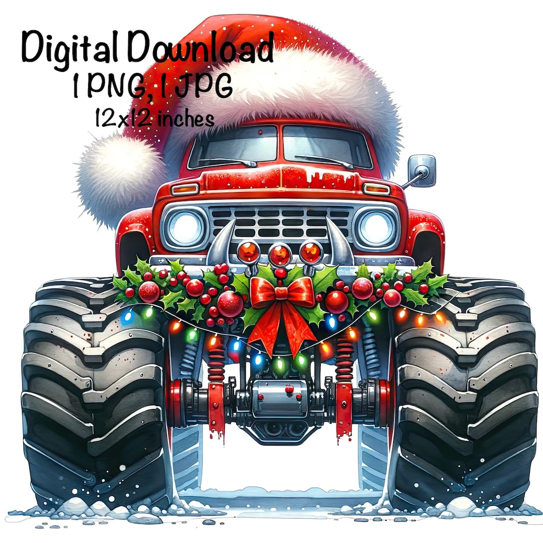 Christmas Monster Truck PNG Santa Red Monster Truck Boys Trucks