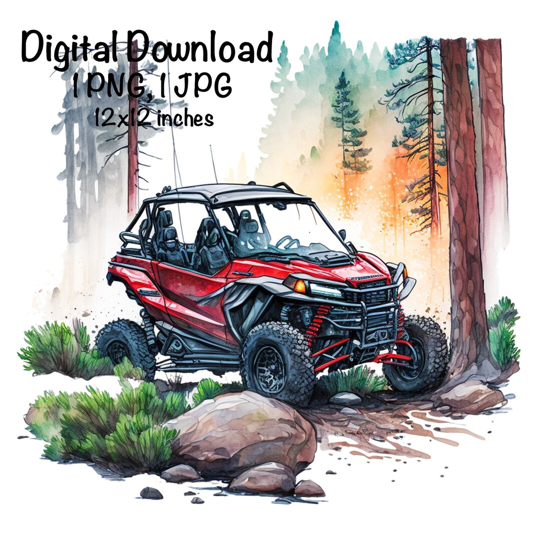 UTV Watercolor, Utv Utility Task Vehicle Boys Clipart Off-road Motor ...