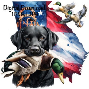 Georgia Duck Jagdhund PNG | Schwarzer Labrador Hund GA Karte | Jagd Sublimation | Stockente Ente Sublimation | Kommerzielle Nutzung Duck Hunter png