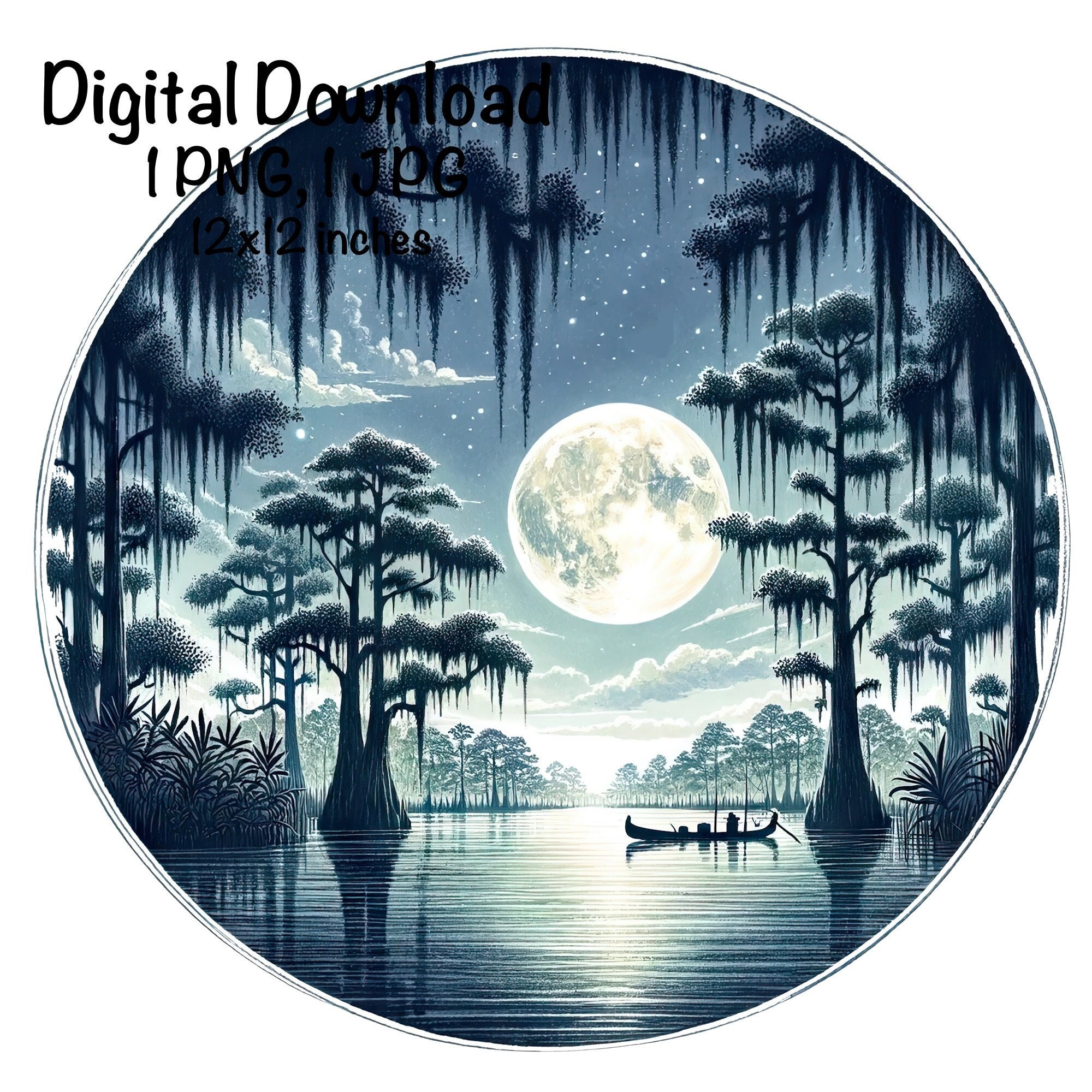 Bayou Sublimation PNG | Bayou Night Swamp Sublimation | Louisiana Bayou Landscape PNG | Swamp Hunting PNG | Southern Bayou Sublimation png