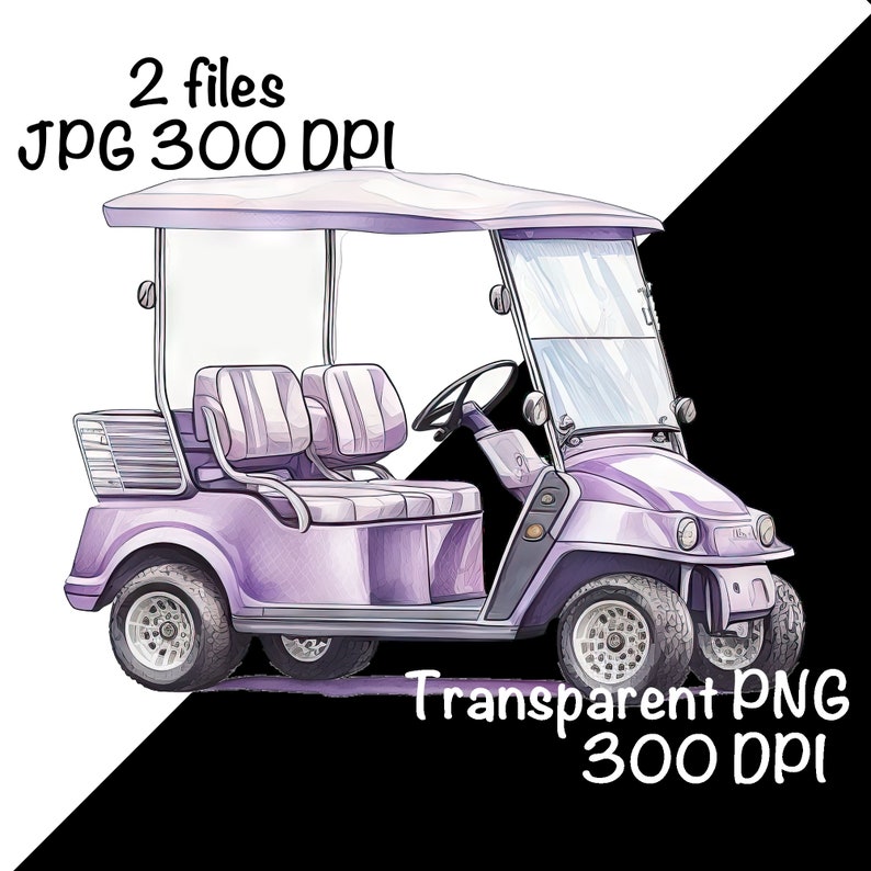 Golf Cart Watercolor Lilac Golf Cart Sports Girl Clipart - Etsy
