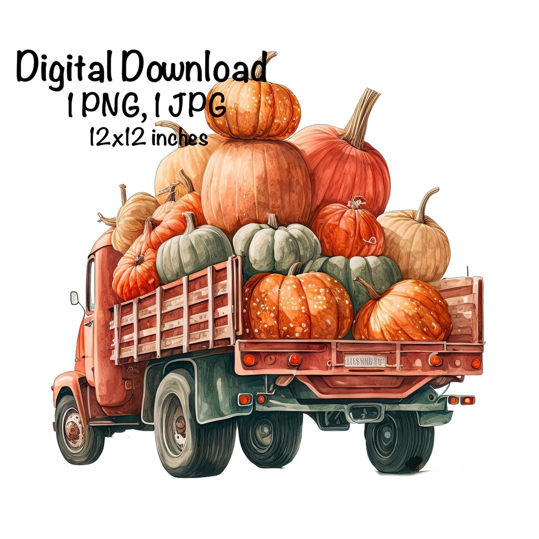 Farm Truck Barn Pumpkins Rustic Truck Country Sublimation Etsy