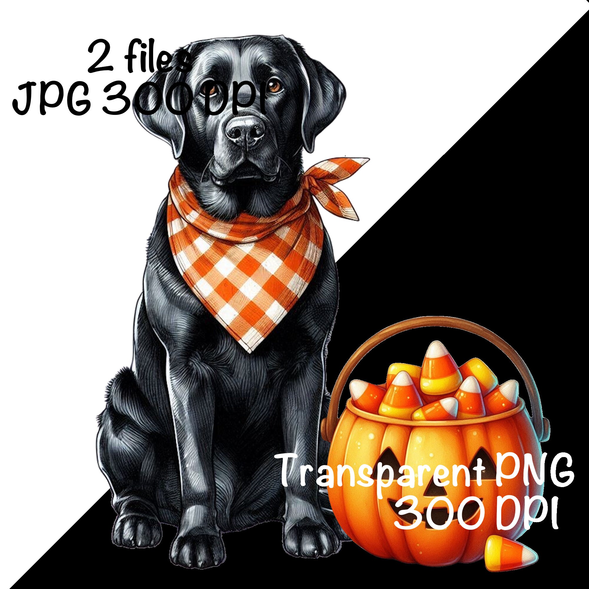 Halloween Labrador Retriever Lab Dog Pumpkin Candy Bucket PNG  display picture 1