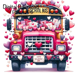 Happy Valentine's School Bus PNG School Bus Driver Vehicle Bus Clipart ...