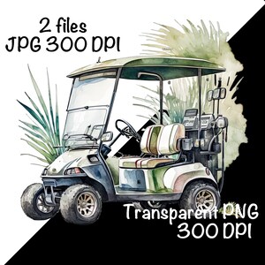 Golf Cart Watercolor Green Golf Cart Sport Girl Clipart - Etsy