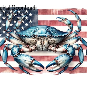 Blaue Krabbe Flagge PNG USA Krabbe Flagge Clipart Amerikanische Krabbe Kommerzielle Nutzung Transparent Clipart Krabbe Flagge Sublimation USA Krabbe