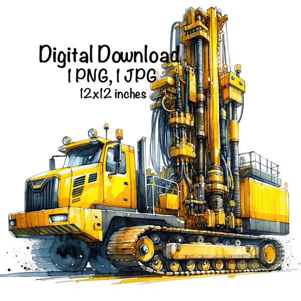 Directional Drill PNG Construction Utility Truck Boys Clipart Directional Drilling Truck PNG Commercial Use Vehicle Cars Trucks Sublimation