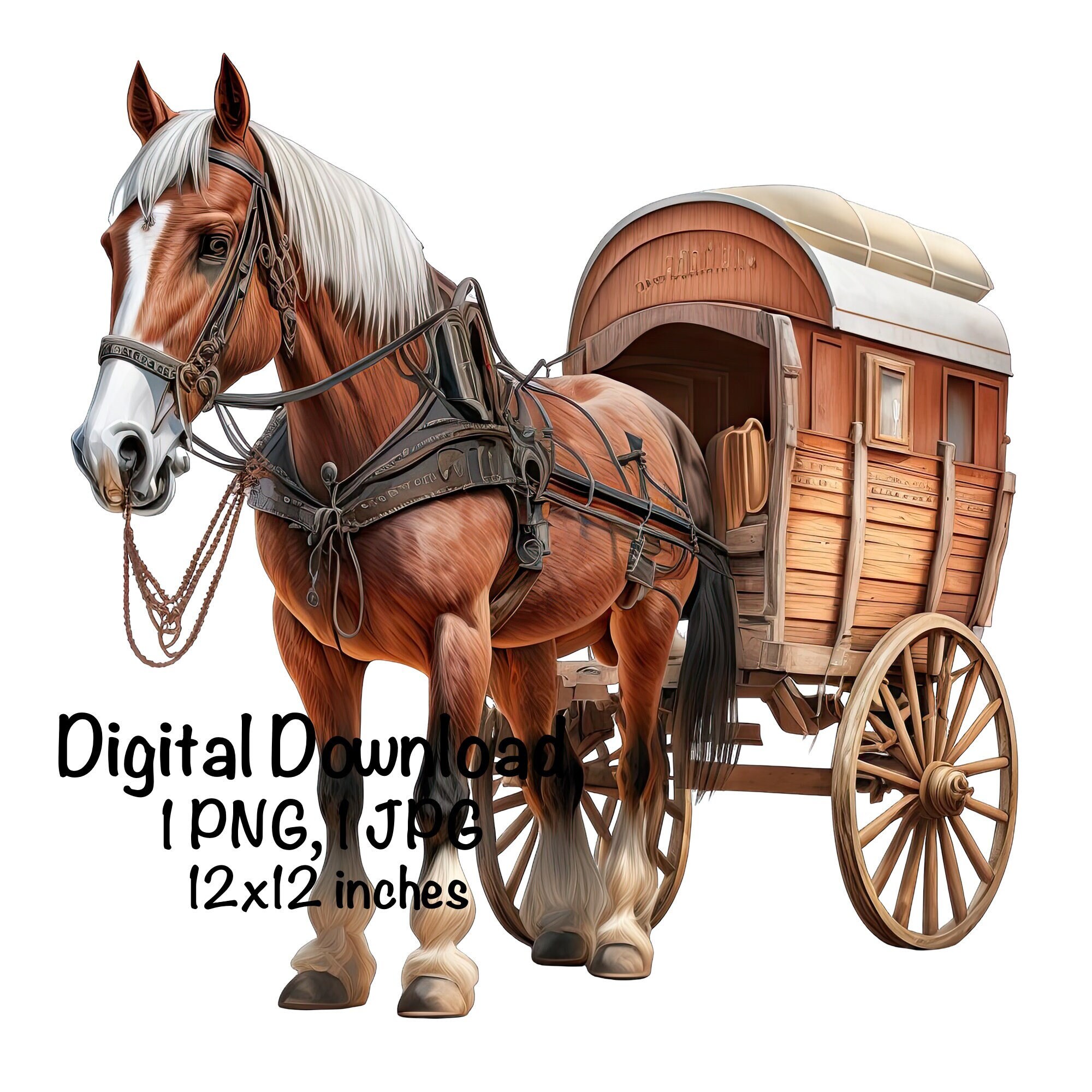 Horse Drawn Covered Wagon Clipart