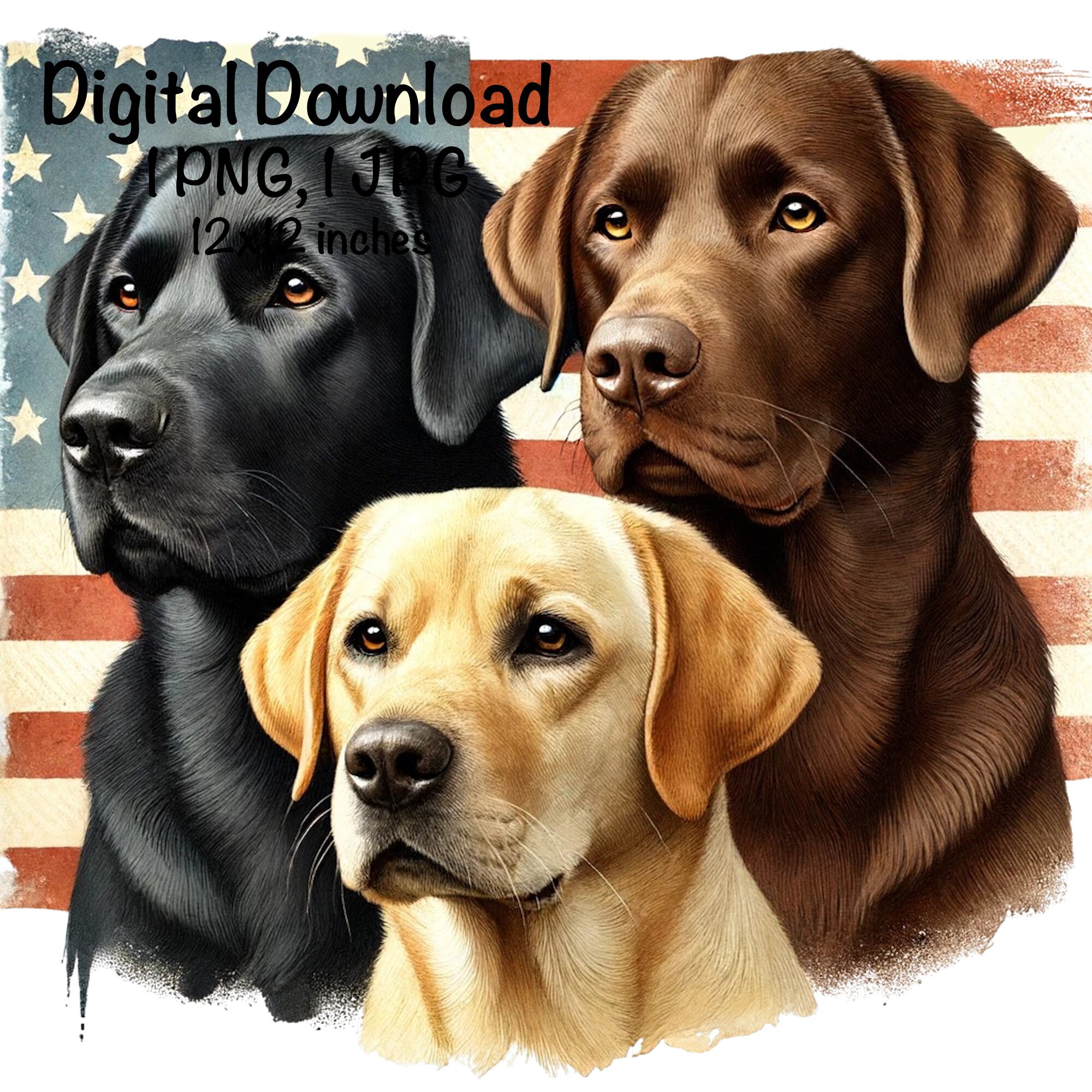 Patriotic Labrador Dogs Sublimation | American Labrador PNG | Melanin American Lab Dogs PNG | US Flag Hunting Dogs png | Hunting Sublimation