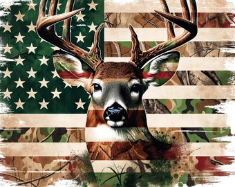 Camo American Deer PNG, Whitetail Buck PNG, Commercial Use Deer Hunting PNG, Deer Hunter Sublimation Buck Flag Camouflage Patriotic Deer png