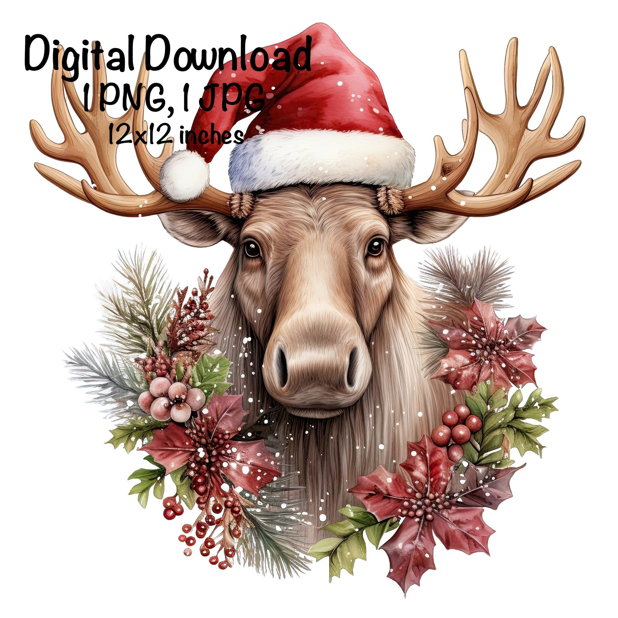 christmas-moose-png-holiday-flowers-png-commercial-use-moose-graphic-elk-png-design-animals-flowers-clipart-xmas-moose-sublimation-dtf-print-etsy