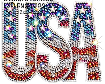 US Flag Rhinestone Sublimation png | Patriotic USA Bling USA Flag png Clipart | Digital Download | Patriotic Sublimation Fourth of July