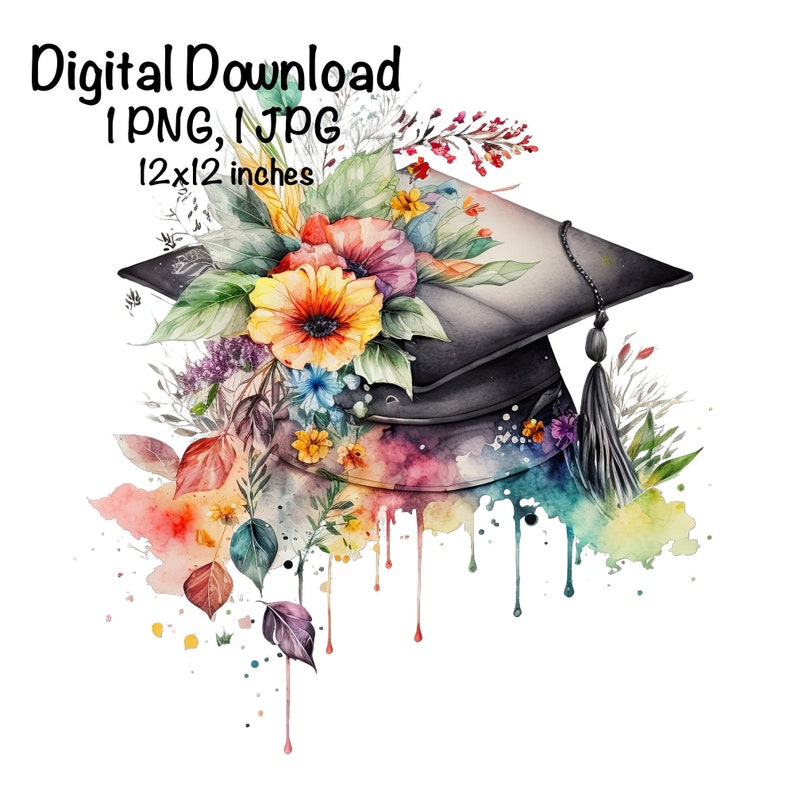 Graduation Cap Watercolor College High School Graduation Clipart ...