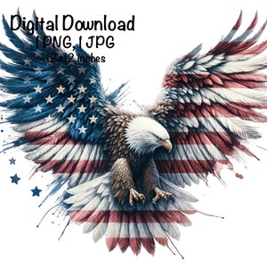 Eagle Flag PNG Patriotic USA Eagle Flag Clipart Bird Eagle Commercial Use Transparent Clipart Eagle Flag Sublimation United States Eagle
