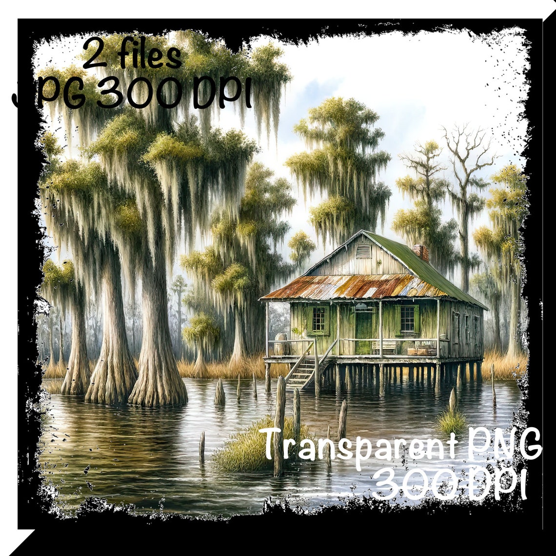 Old Shack on the Bayou Sublimation | Swamp Boy Girl Clipart | Bayou ...