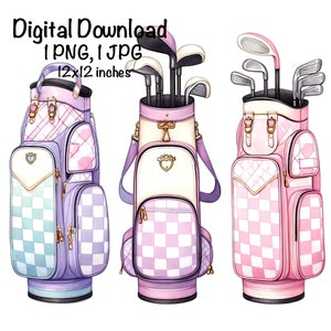 Golf Bags Sublimation | Pink Golf Bag Sports PNG | Girl Golfing | Golfer PNG | Golf Bags PNG | Golf Accessories | Golf Cart Golf Clubs png