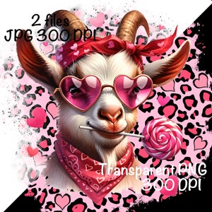 Farm Goat Valentine's Day PNG Happy Valentine Highland Goat Hearts ...