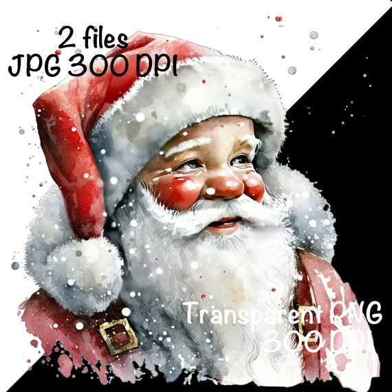 クリスマスサンタの水彩画クリップアートクラシックサンタレトロ