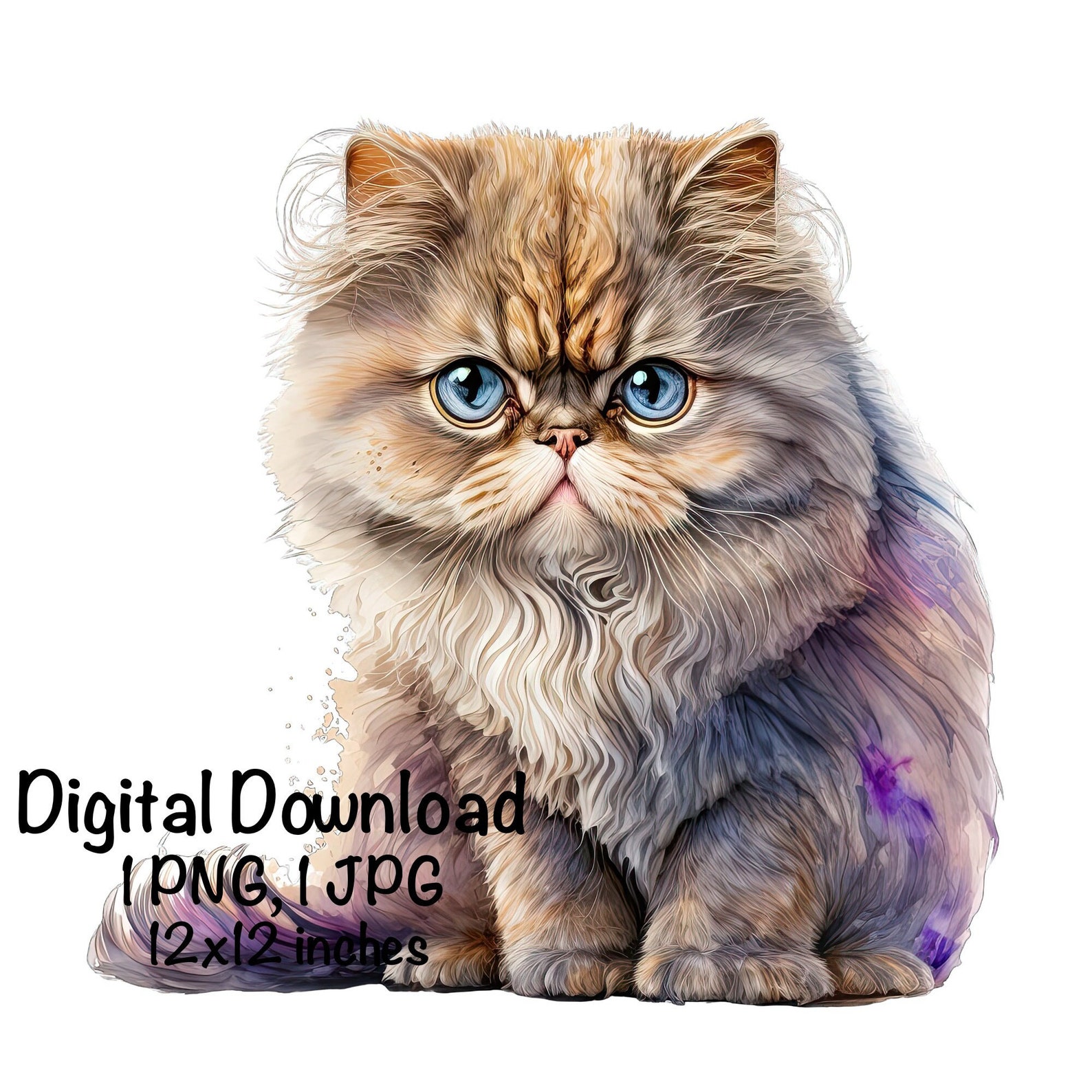 Cute Persian Cat Watercolor Cute Cat Clipart Adorable - Etsy