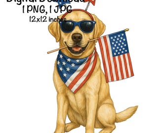 4th Of July Labrador PNG | July 4th Hunting Dog Sublimation PNG | Patriotic Labrador Dog | America US Flag Lab Sublimation Hunter Lab png