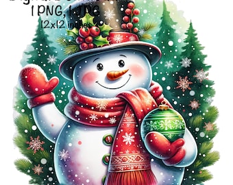 Boneco de neve de Natal fofo PNG, sublimação de Natal, uso comercial, boneco de neve de inverno PNG, bonecos de neve de Natal, enfeite de férias de inverno png