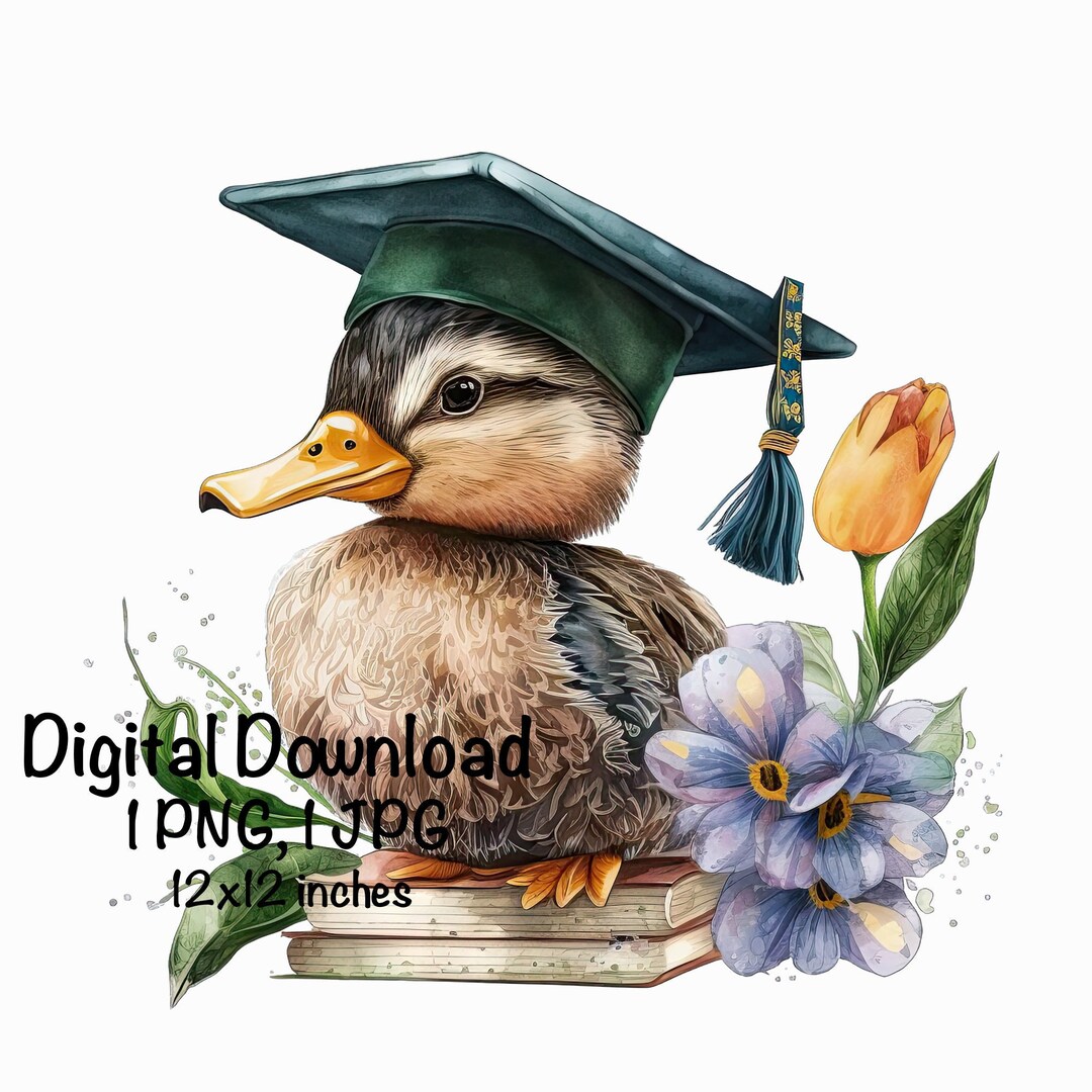 Graduation Duck Clipart Grad Student Duck PNG College Etsy