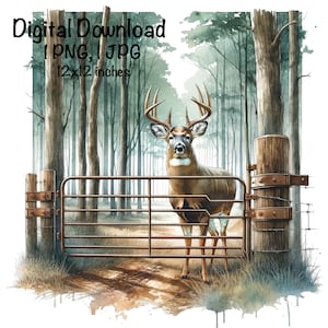 Deer Hunting PNG, Whitetail Deer PNG, Commercial Use, Deer Lease Gate PNG, Deer Hunter Sublimation, Buck Forest Animals, Digital Download