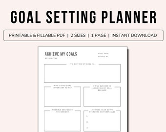 Goal Setting Planner Printable | Goal Setting Planner Editable | Goal Planner Printable | Goal Setting Template | Goal Action Plan | A4/A5