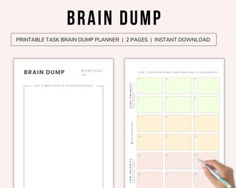 Pianificatore di Brain Dump / Pianificatore di priorità / Organizzatore di pensieri / Elenco attività / Pianificatore di produttività / Brain Dump stampabile / Disponibile in A4 e A5
