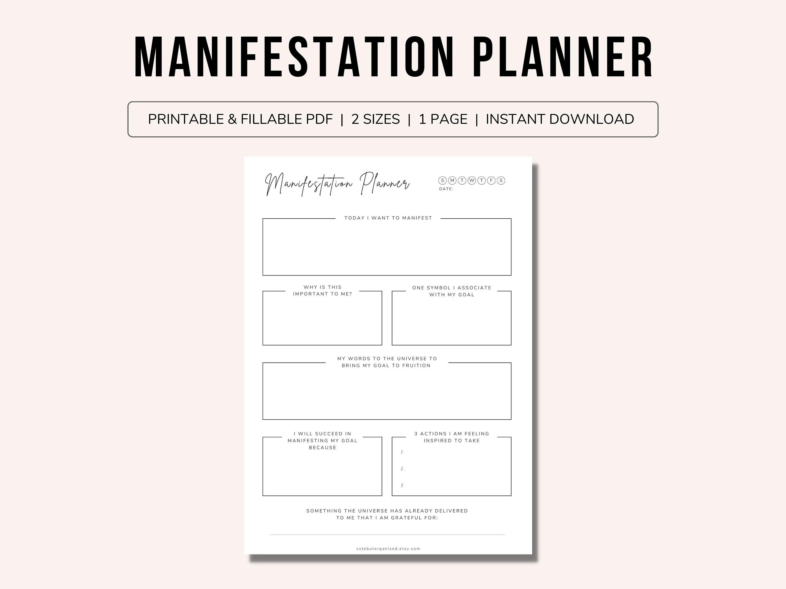 Manifestation Planner Printable | Manifestation Planner Editable | Manifestation Prompts ...