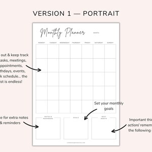 Version 1 - Comes in Portrait - image shows the planner in more detail
