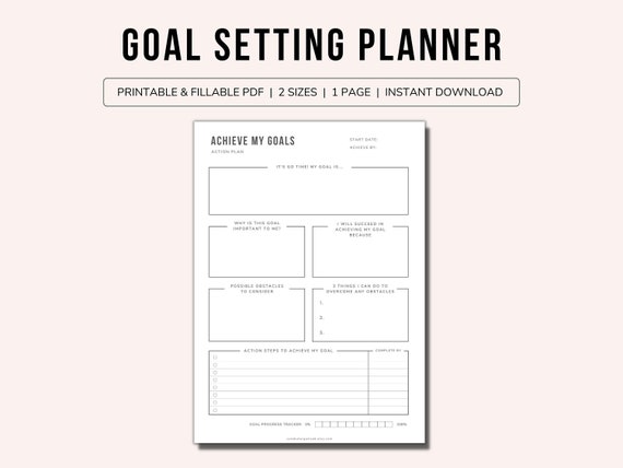 Goal Setting Planner Printable | Goal Setting Planner Editable | Goal Planner Printable | Goal Setting Template | Goal Action Plan | A4/A5