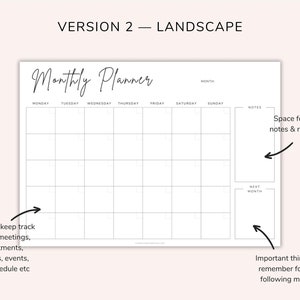 Version 2 - Comes in Portrait - image shows the planner in more detail